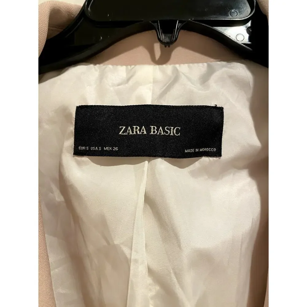 Minimalist Zara Blush Pink Double-Breasted Blazer Small 90s Workwear - Picture 2 of 5